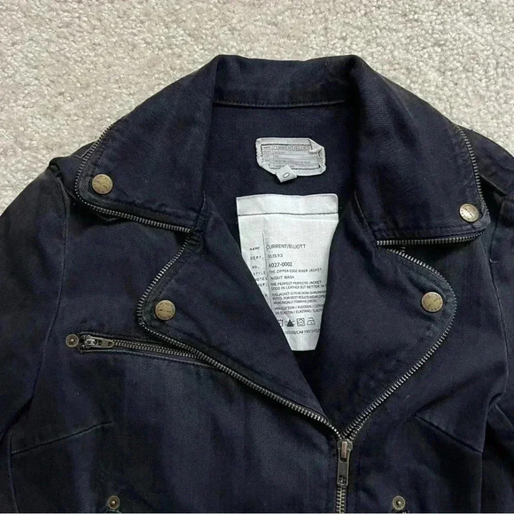 Current/Elliott Current Elliott The Zipper Edge Biker Moto Jacket Night Wash 0 - Picture 7 of 16